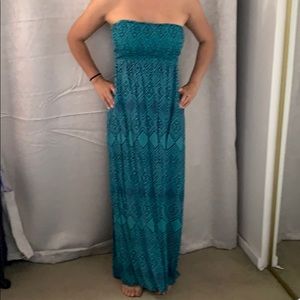 Strapless Printed Maxi Dress